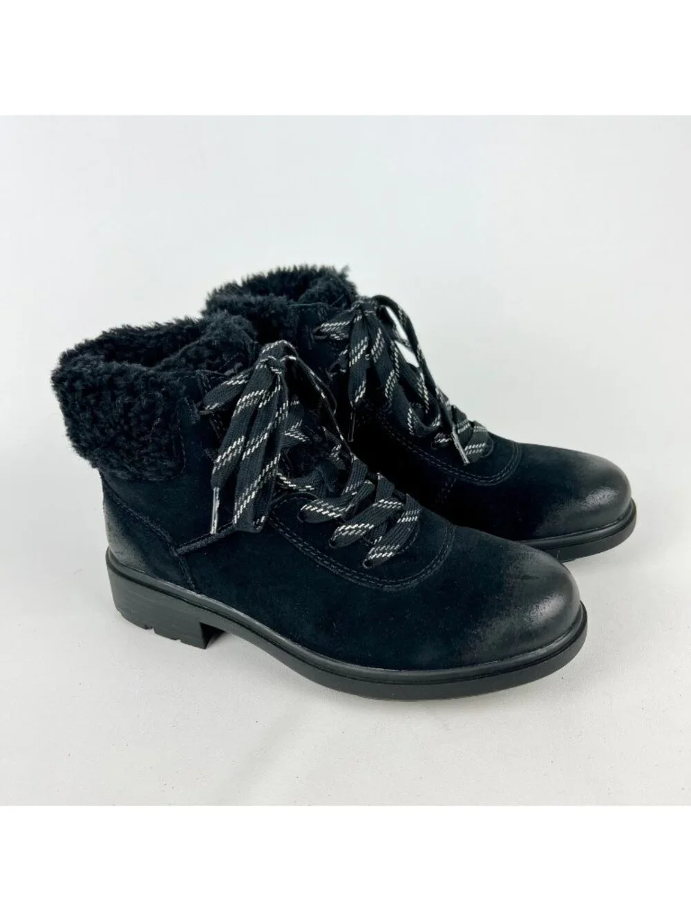 Ugg Womens Harrison Cozy Lace Up Boot Black Waterproof Suede 1130440 size 7